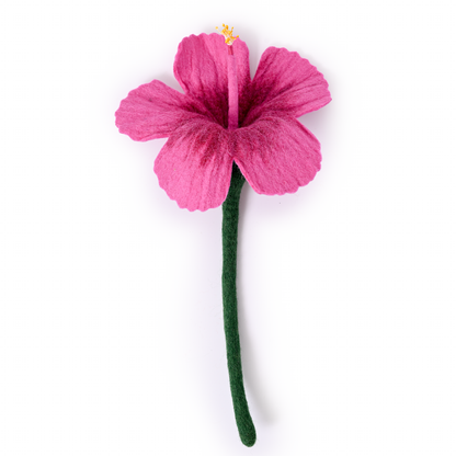 Hot pink felt hibiscus flower.