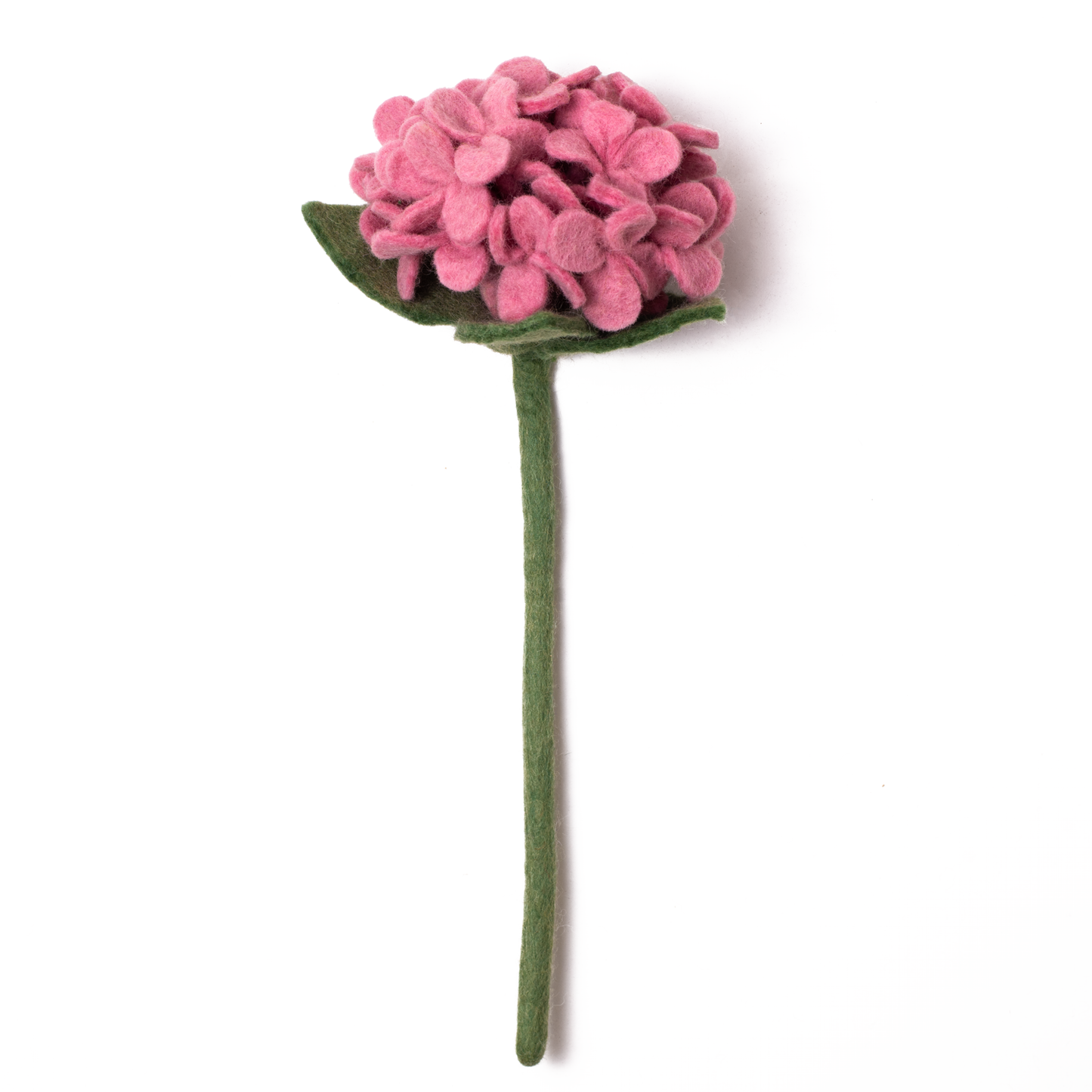 Bright pink felt hydrangea flower.