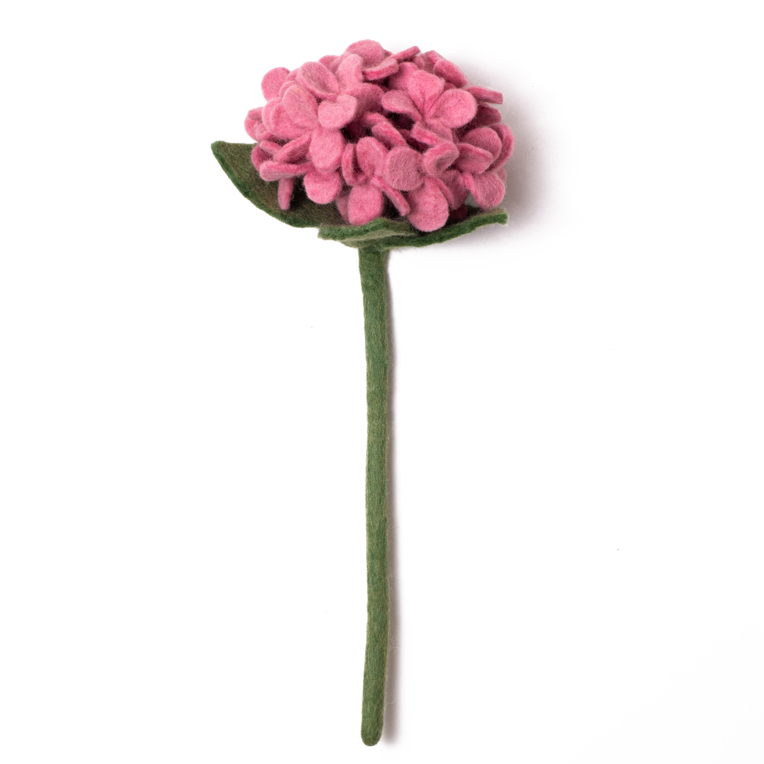 Bright pink felt hydrangea flower.