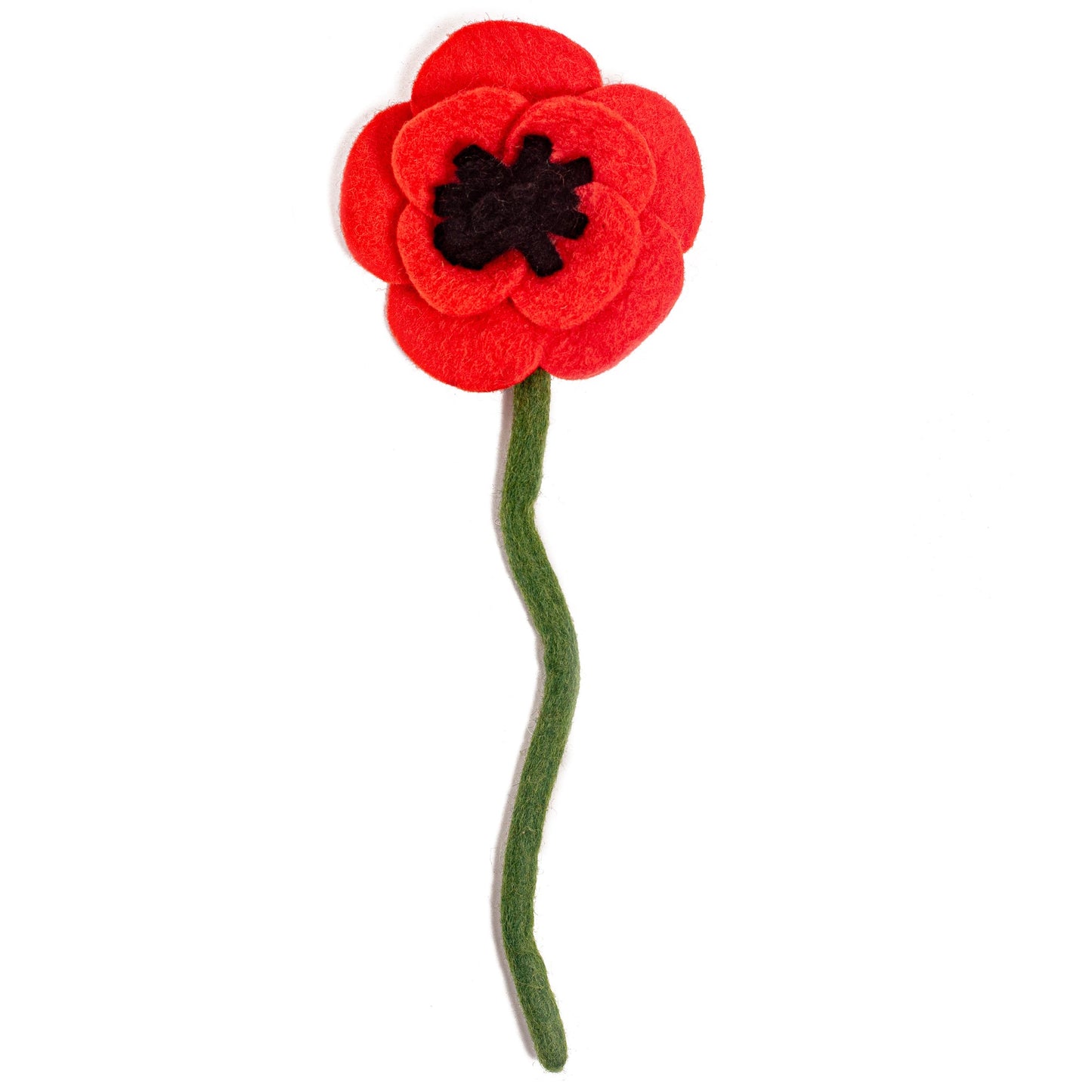 Red felt poppy flower.