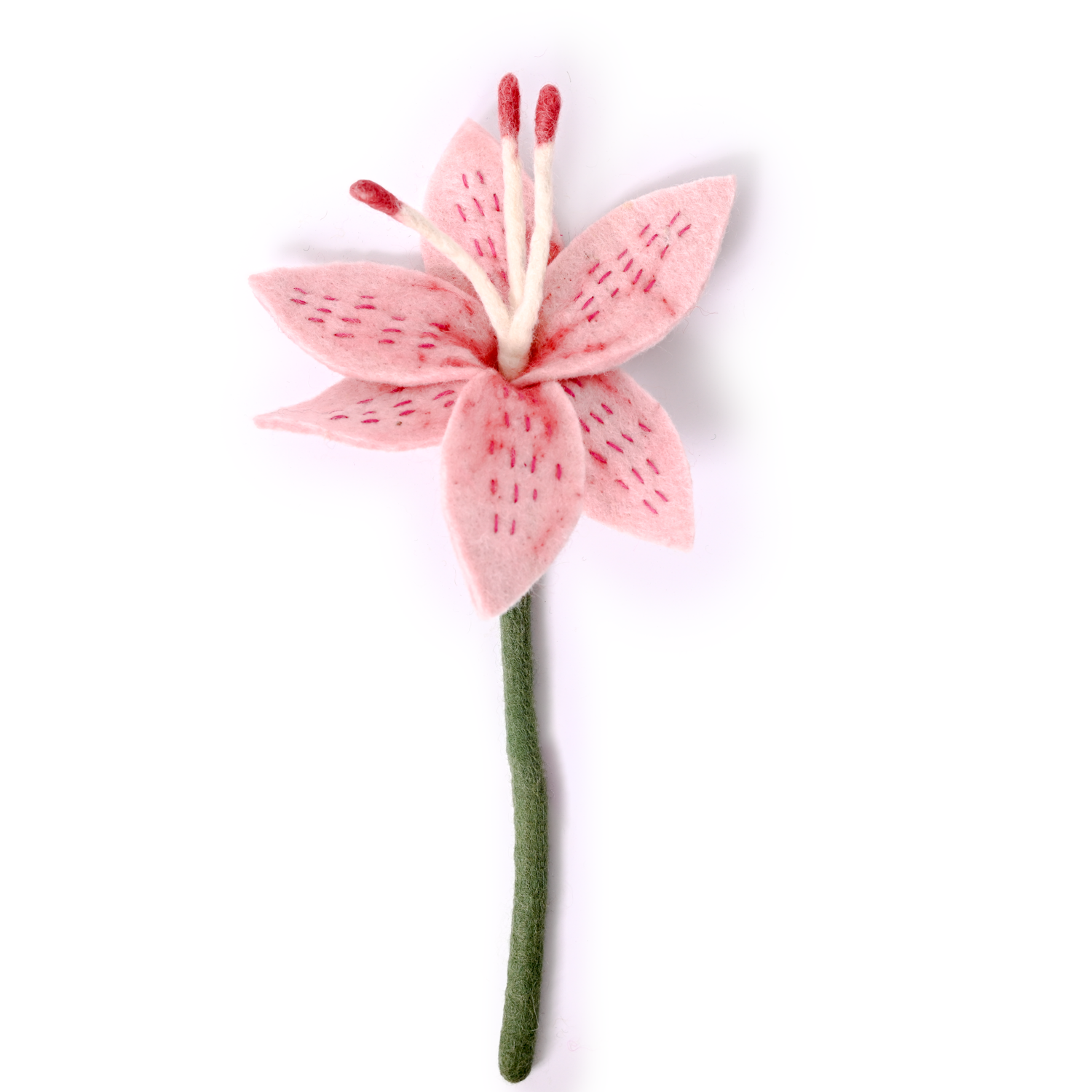 Light pink felt Stargazer Lily flower.