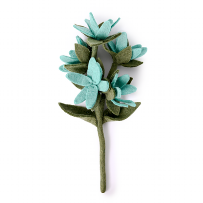 Light blue felt watsonia flower.