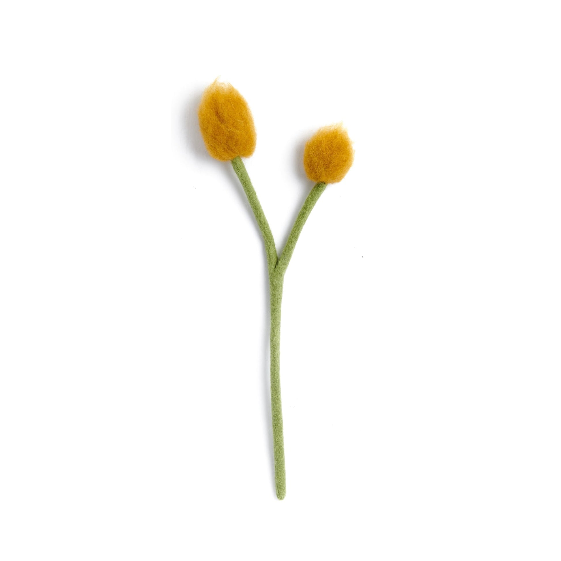 Golden yellow felt bunny tail flowers.