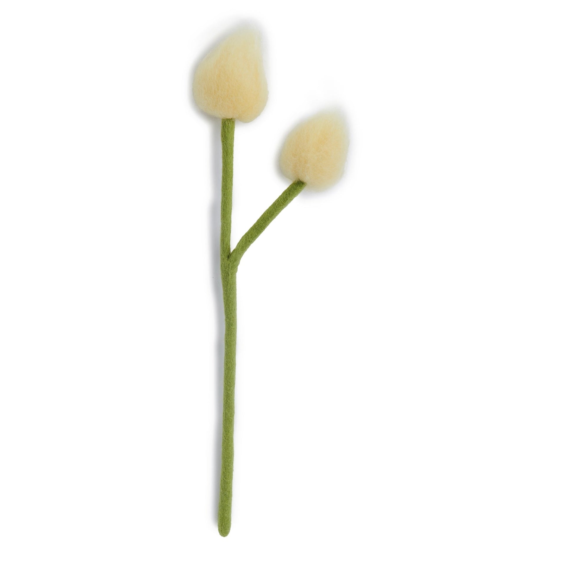Light yellow felt bunny tail flowers.