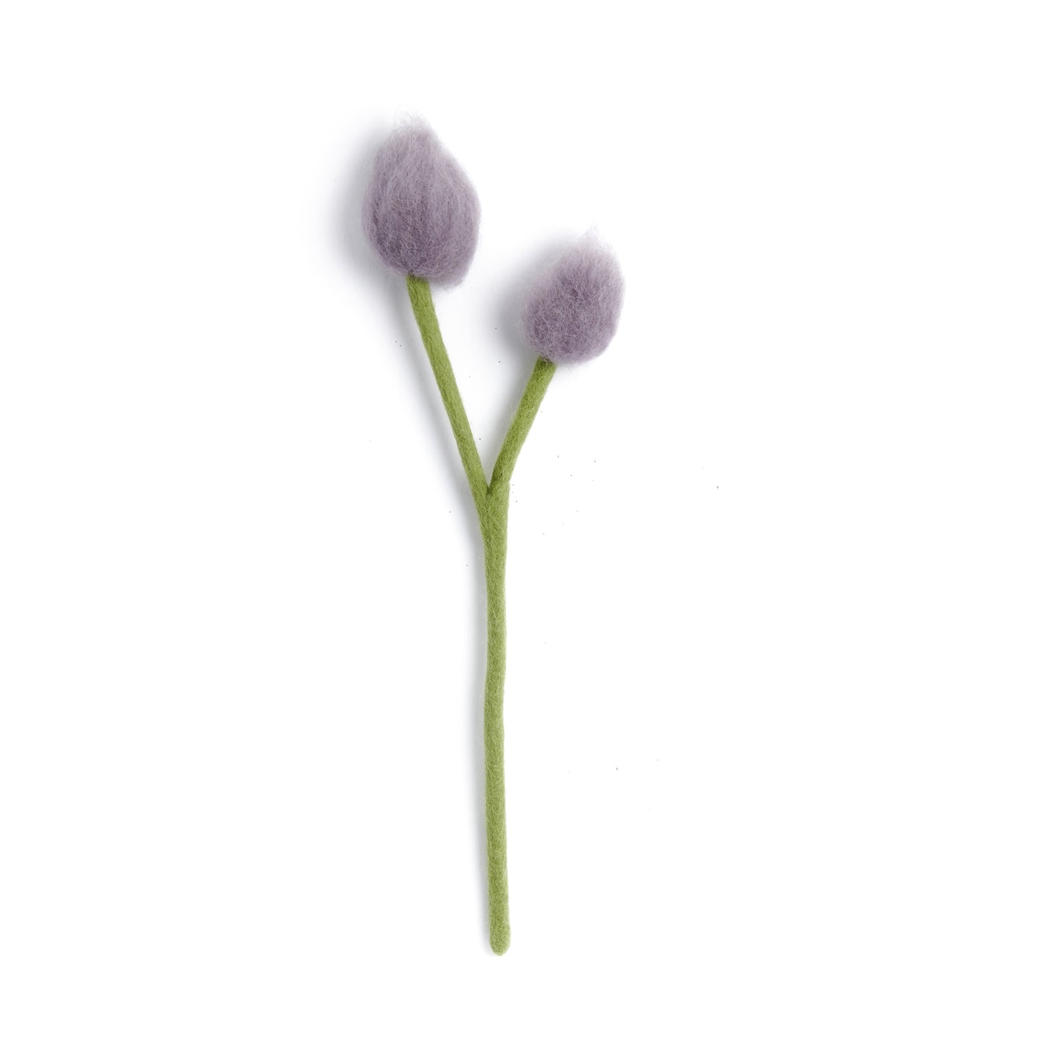 Purple felt bunny tail flower.