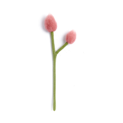 Pink felt bunny tail flower.