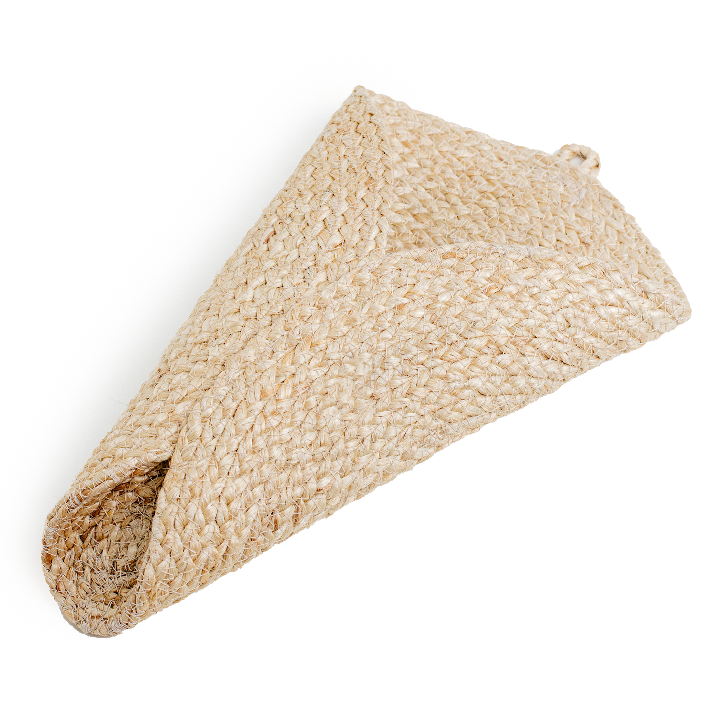 Brown woven wall cone vase tilted to the right.
