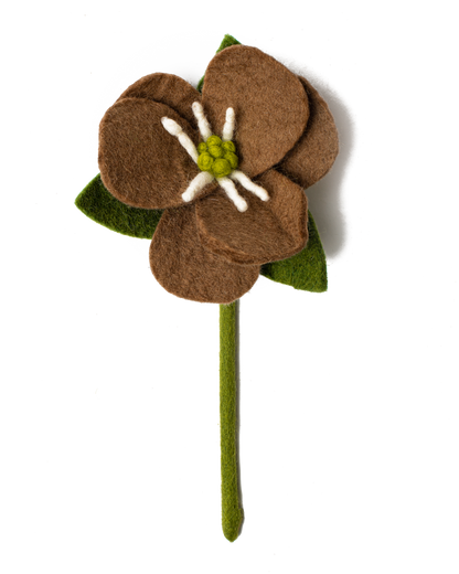 Brown felt Hepatica flower.