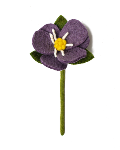 Purple felt Hepatica flower.