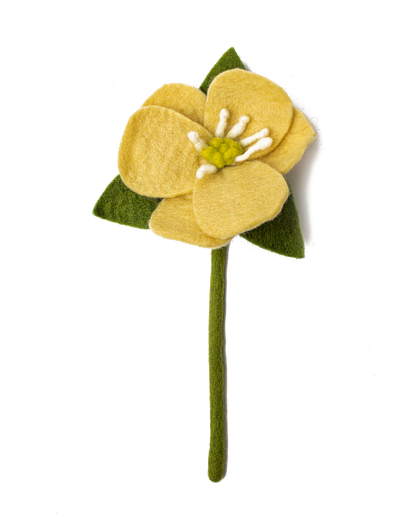 Yellow felt Hepatica flower.
