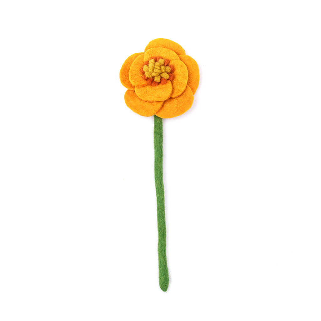 Orange felt poppy flower.