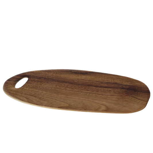 Brown wood oval serving board.