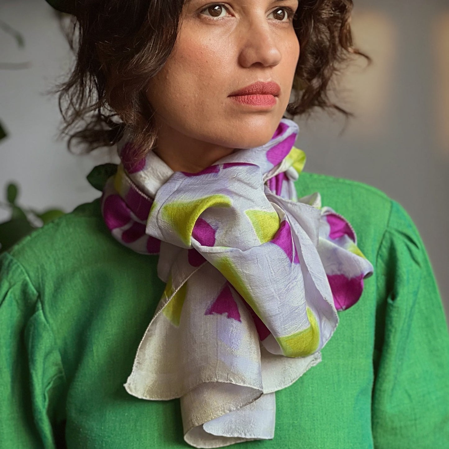 Handwoven Clamp Dyed Mulberry Silk Stole