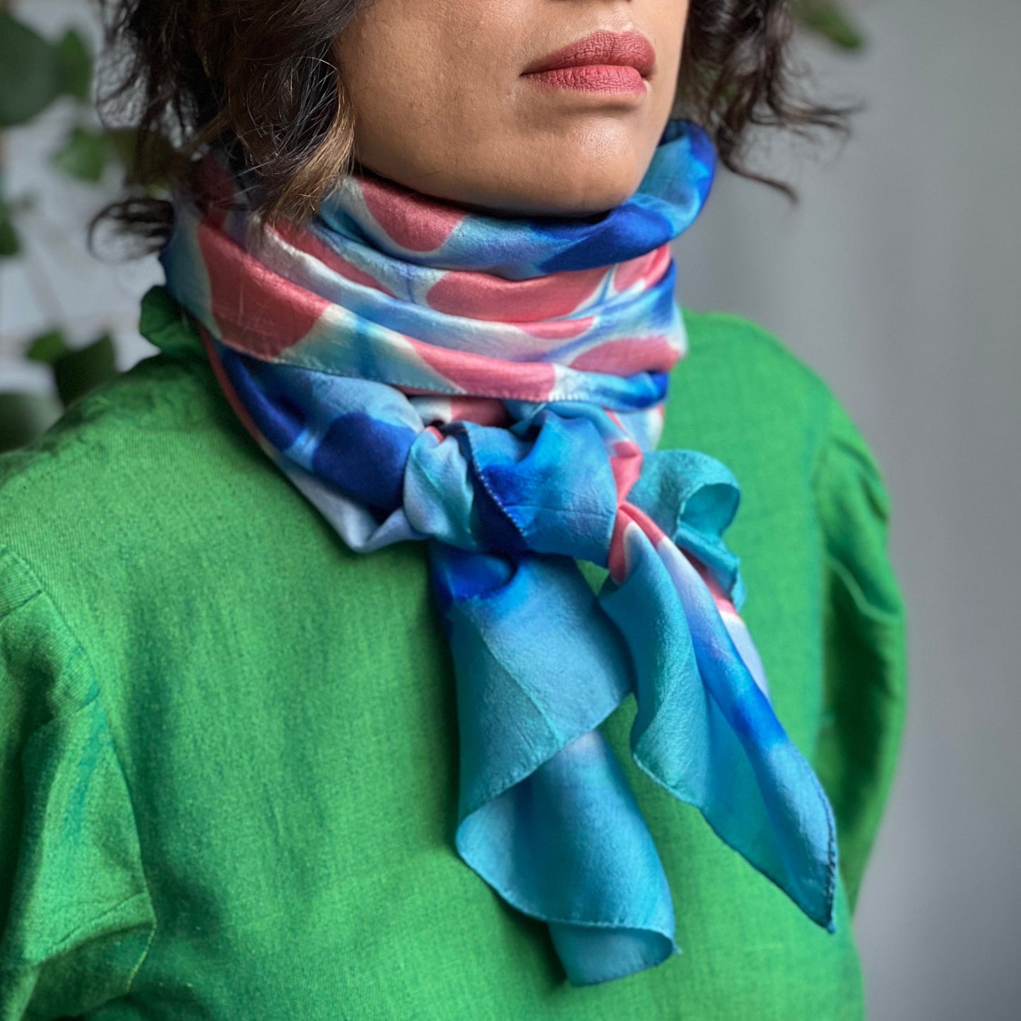 Pink Accent Mulberry Silk Scarf