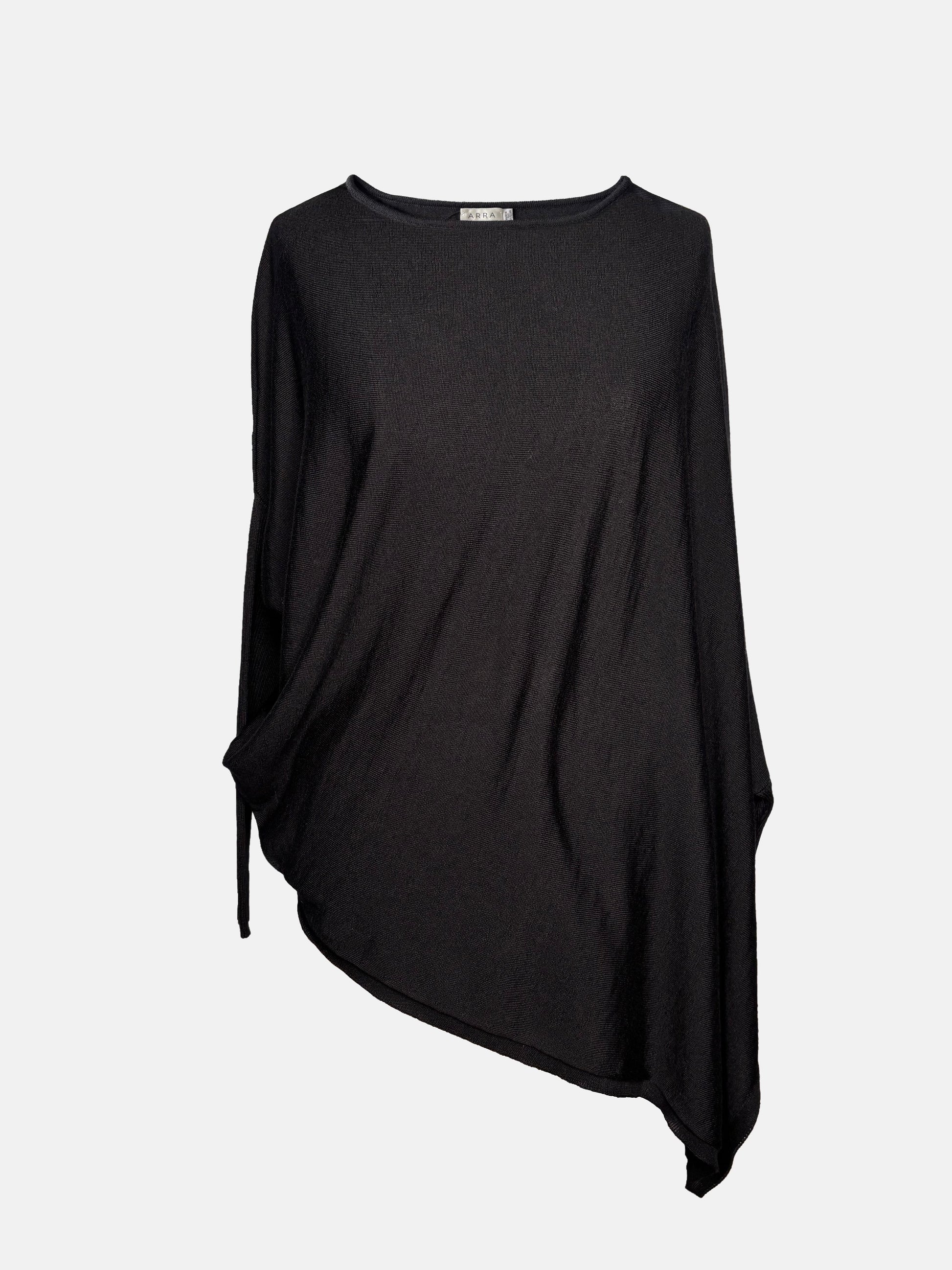 Black drapey boatneck sweater.