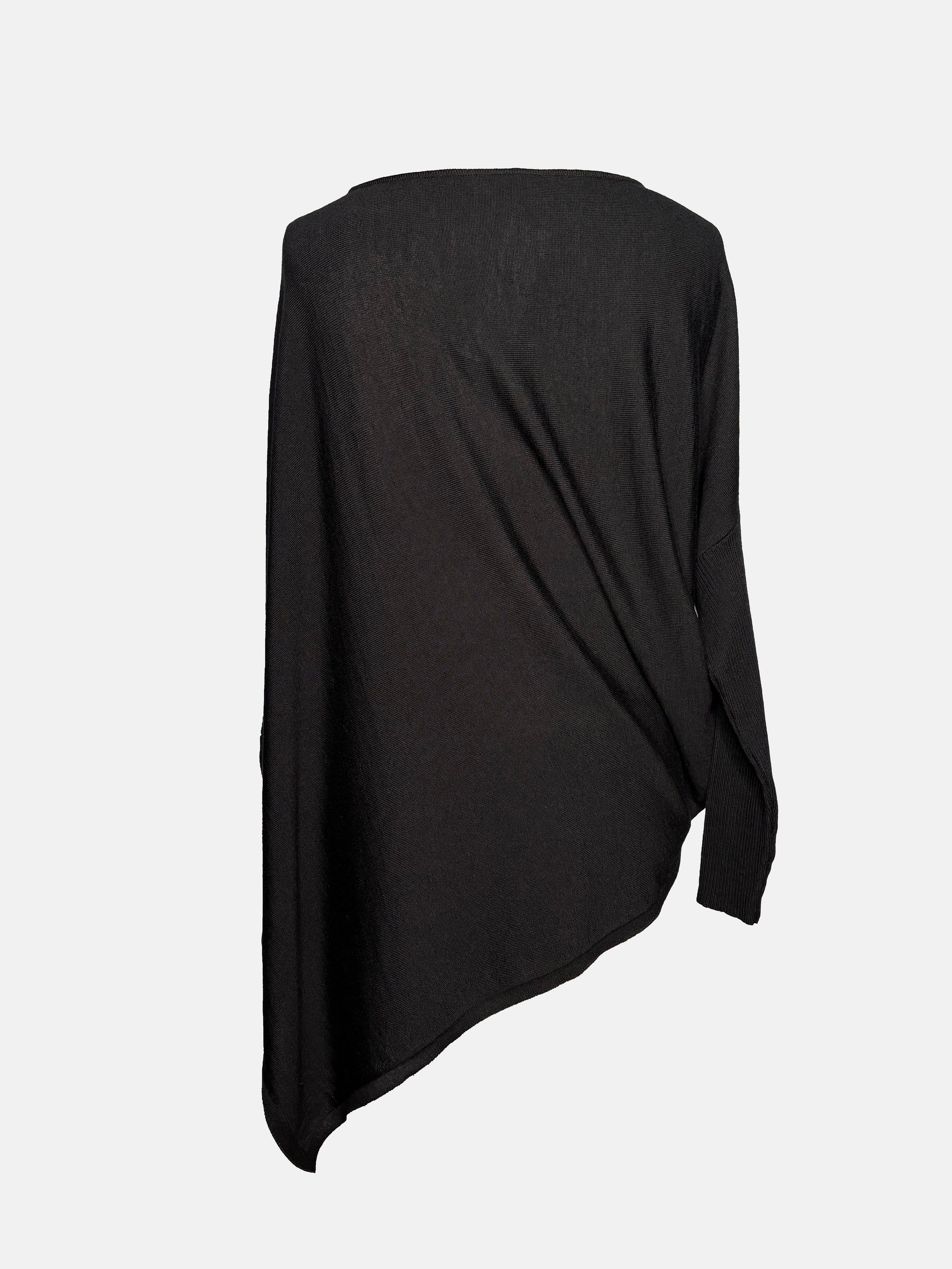Black drapey boatneck sweater.