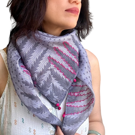 Kota Silk Temple Border Scarf