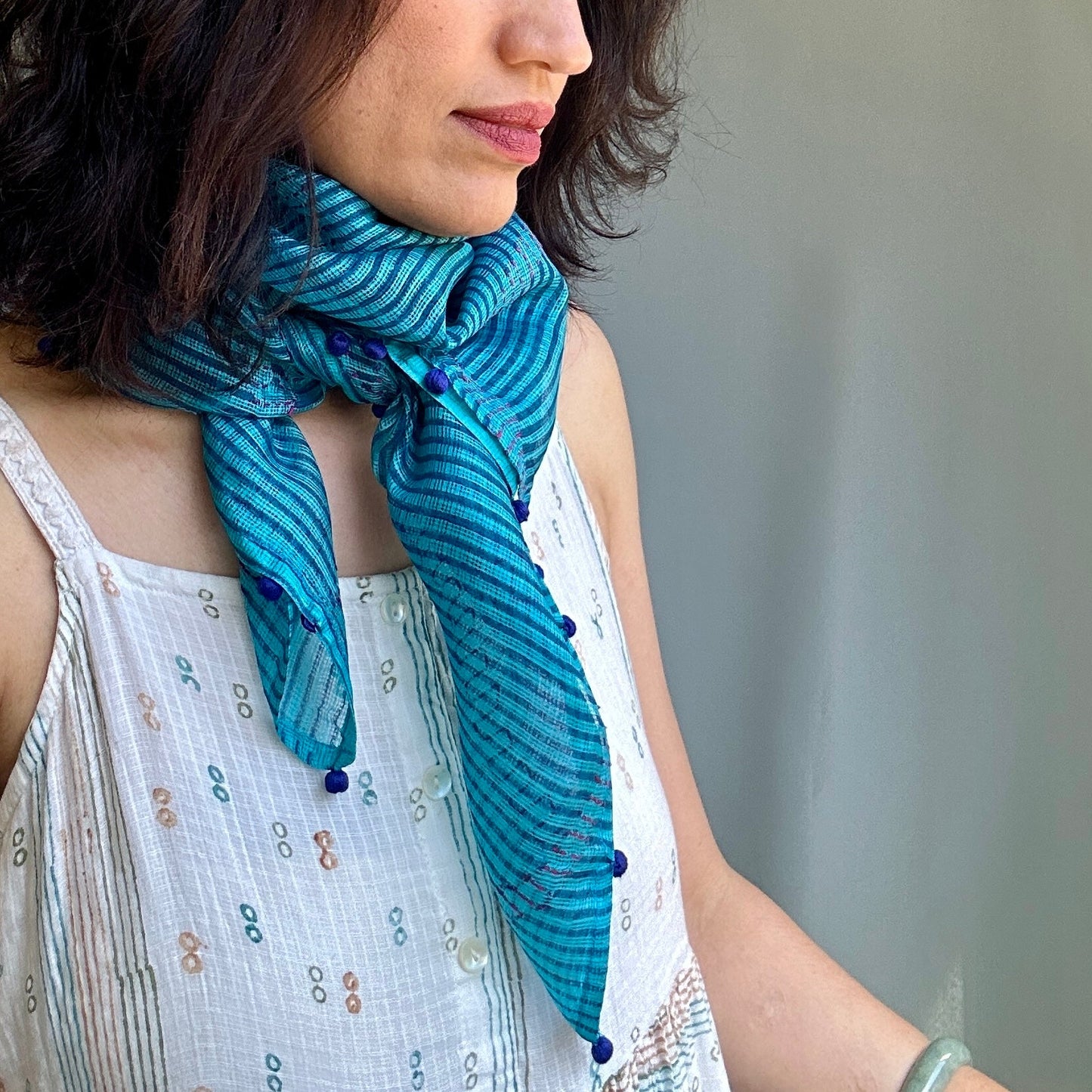 Kota Silk Square Striated Scarf