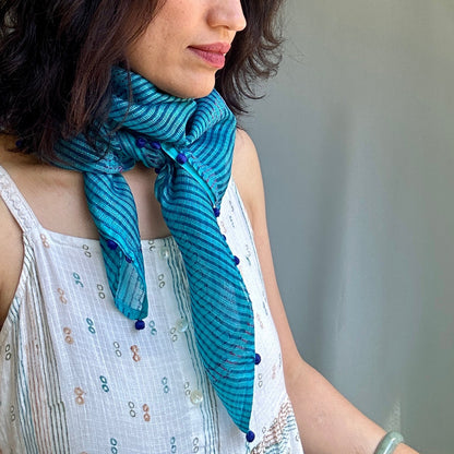Kota Silk Square Striated Scarf
