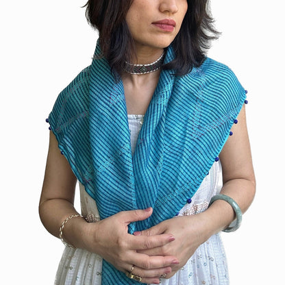 Kota Silk Square Striated Scarf
