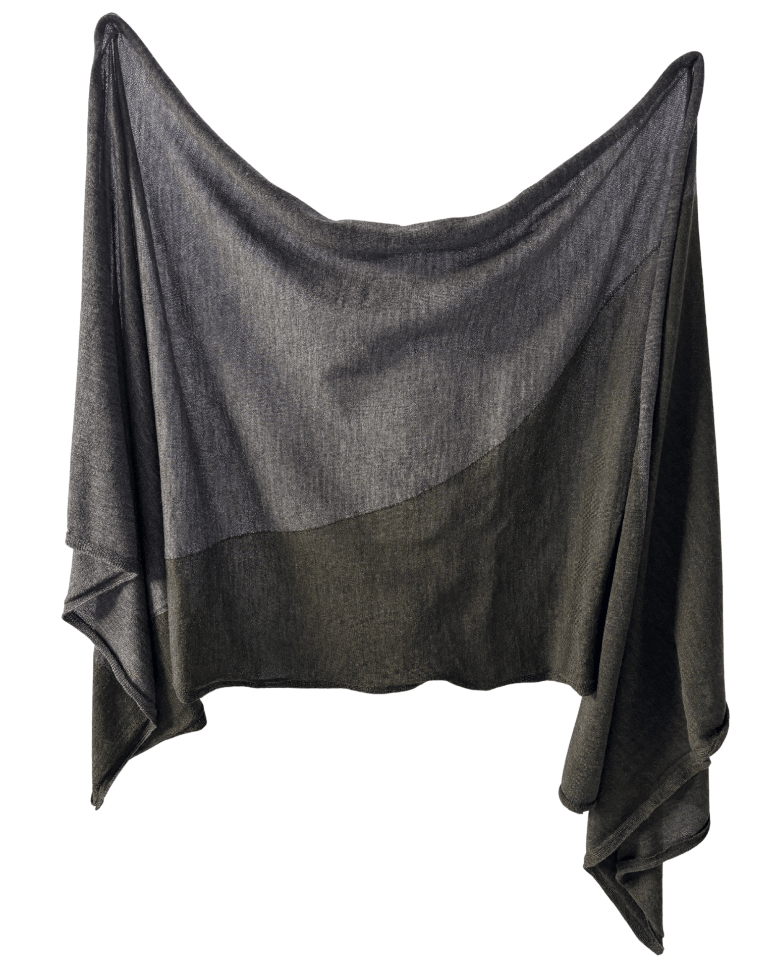 Charcoal/Moss Merino wool Shawl Scarf draped.