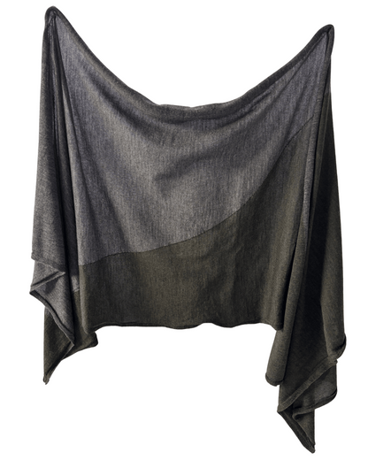 Charcoal/Moss Merino wool Shawl Scarf draped.