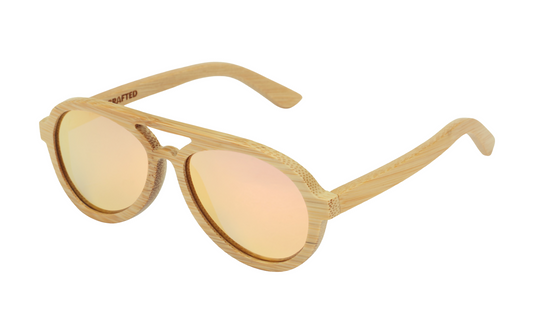 Avion Bamboo Natural w/Rose Gold Mirrored Lenses
