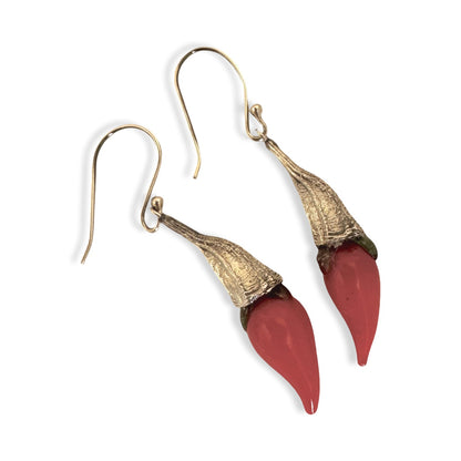 Red CHILI POD Small Glass Dangle Earrings