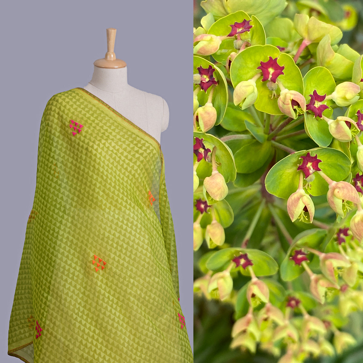Kota Silk Handwoven Hand Block Printed Shoulder Wrap