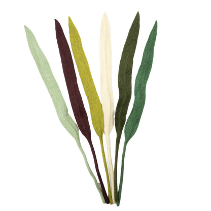 Set of five felt  fair trade leaves in different colors on a white background | Global Goods Partners
