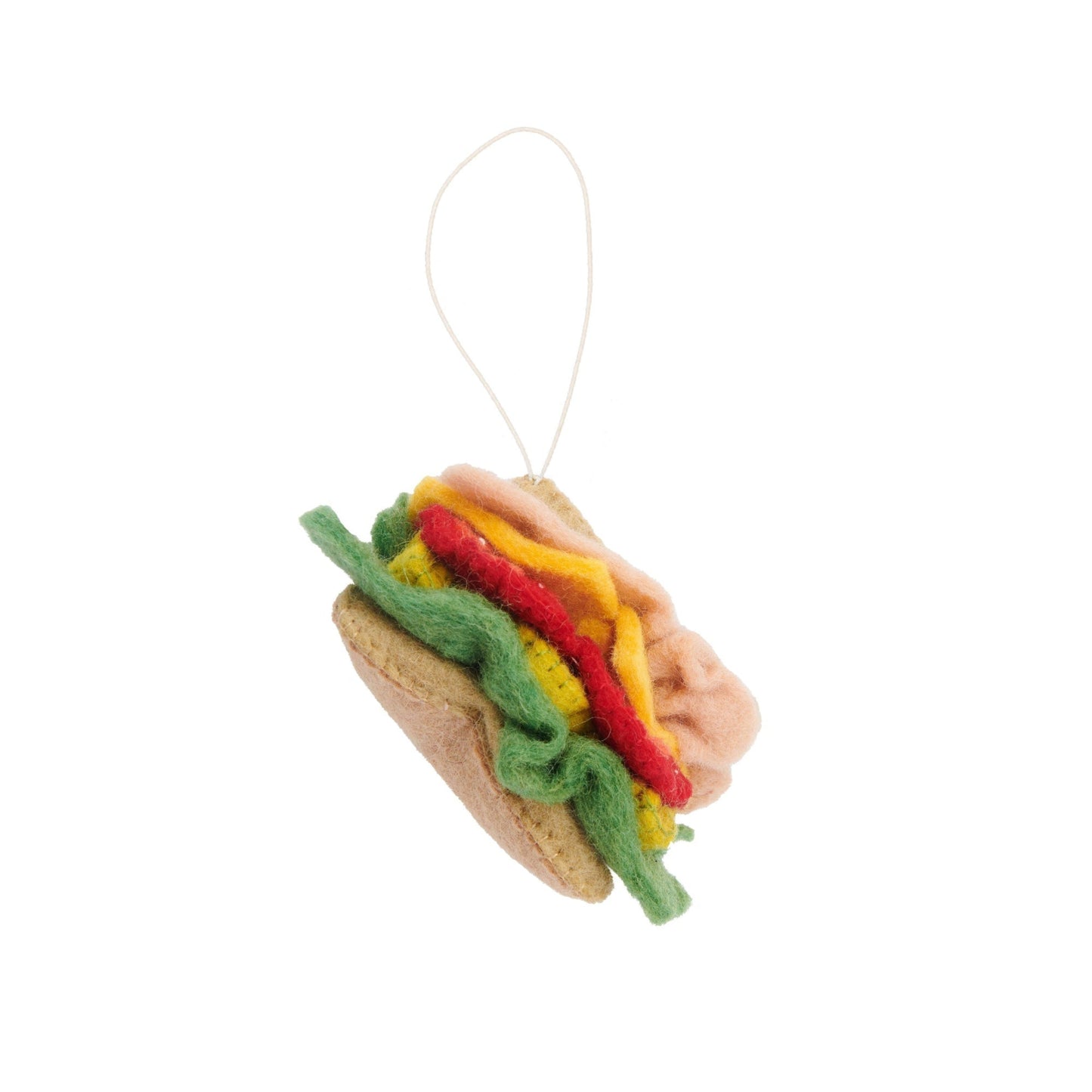 Felt sandwich ornament of a deli hoagie.