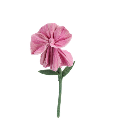 Pink felt iris flower.