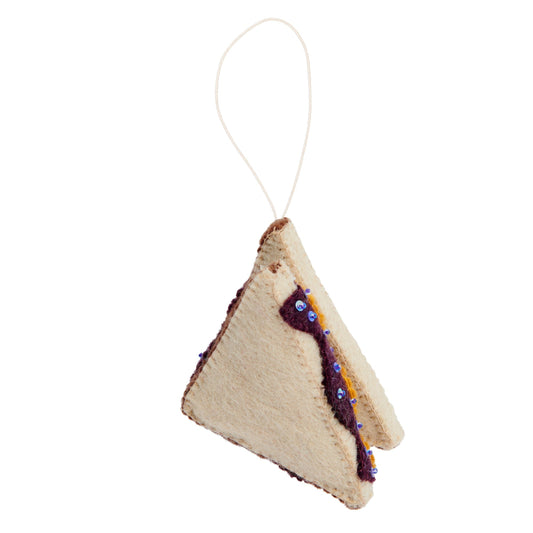 Felt ornament of a triangle cut PB&J.
