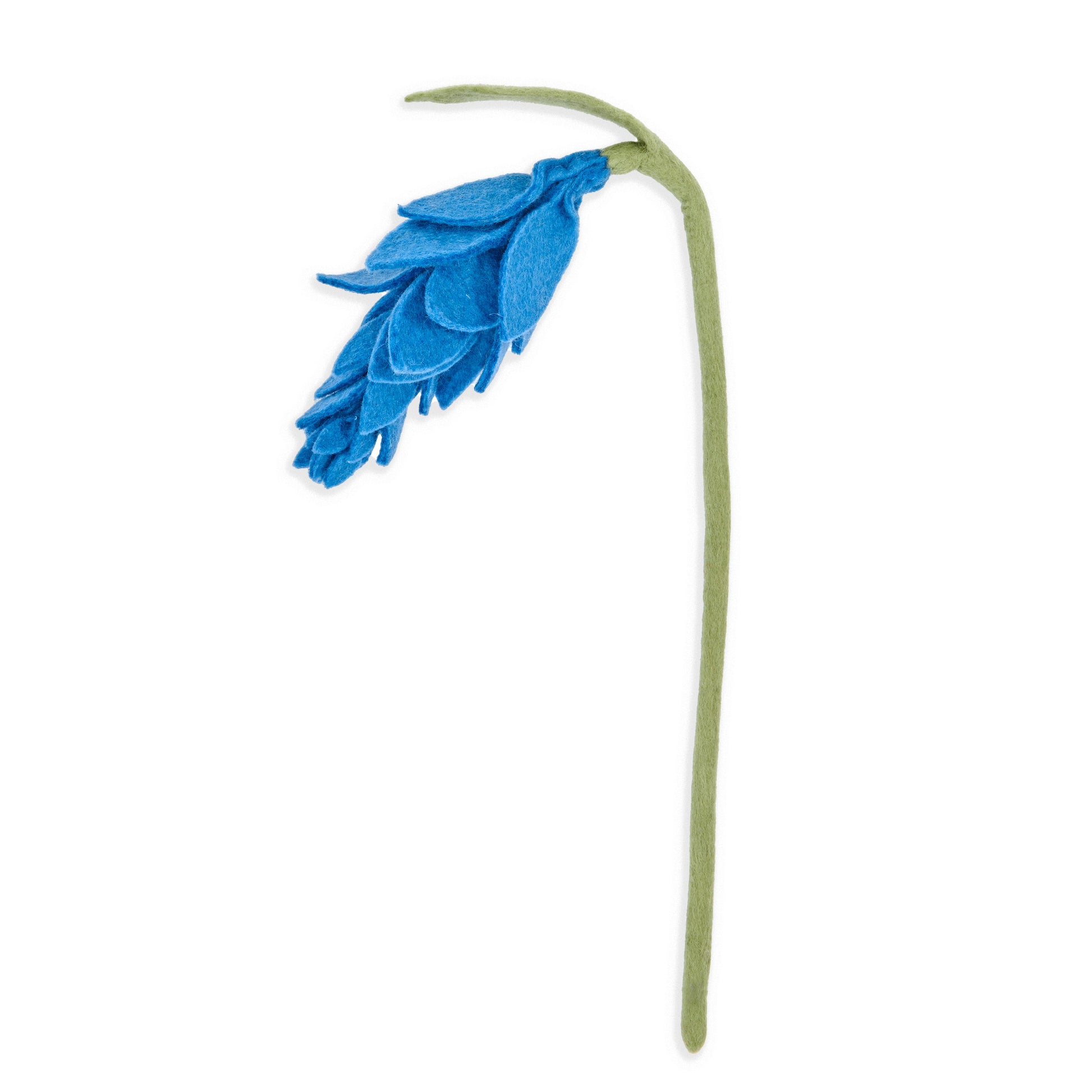 Bright blue felt wisteria flower.