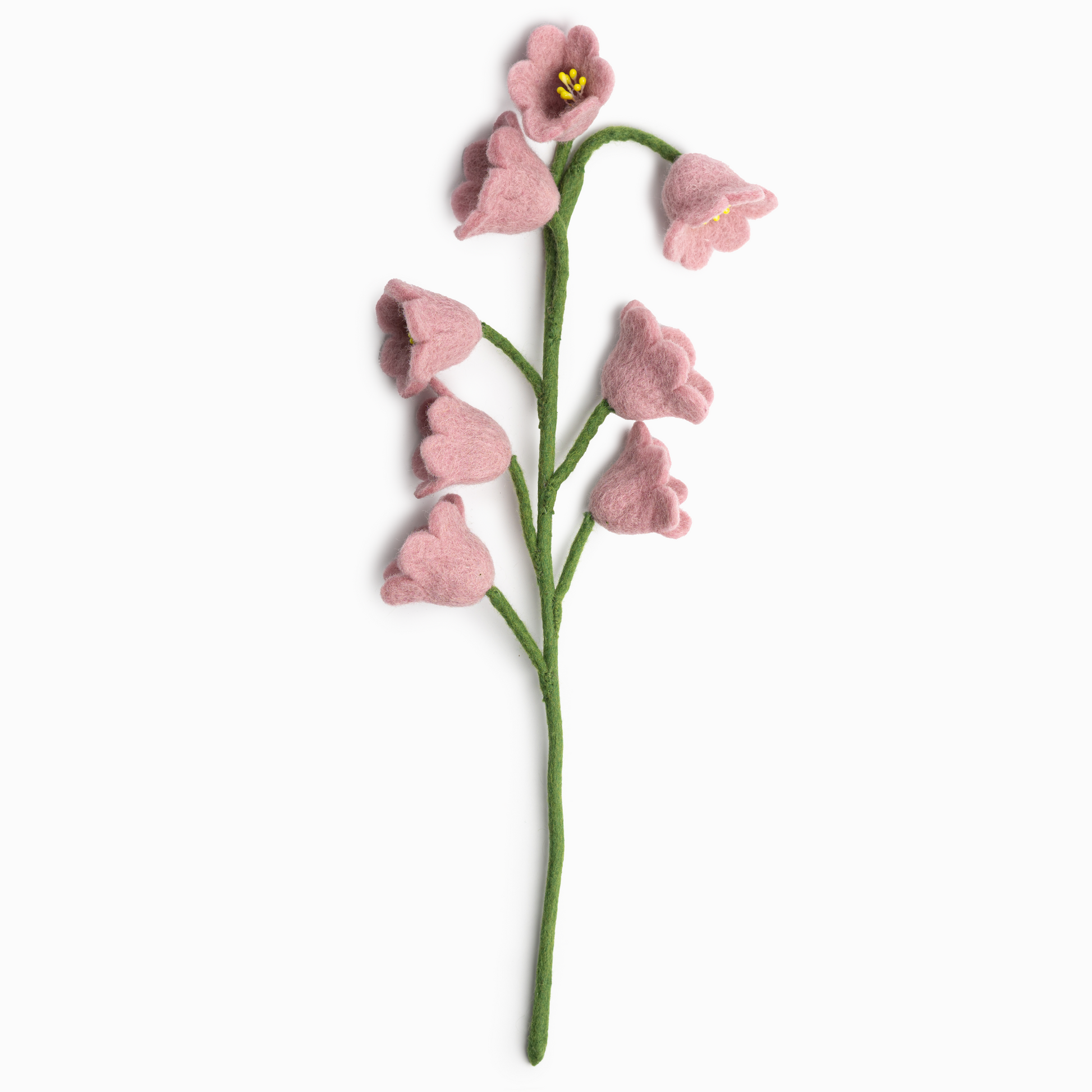 Felted pink lily of the valley flower.