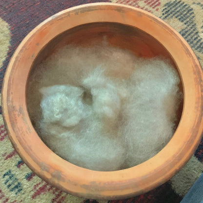 Fleece in terra cotta container.