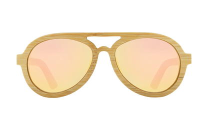 Avion Rose Gold Handcrafted Bamboo Mirrored Aviator Sunglasses | Polarized UV400