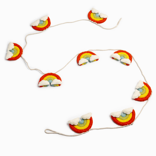 Felt garland of rainbows.