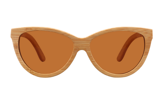 Natural colored bamboo sunglasses with amber lenses.